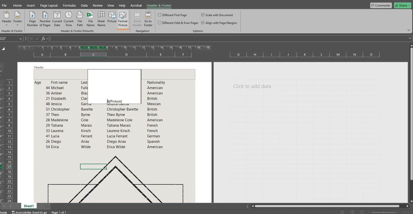 watermark in excel