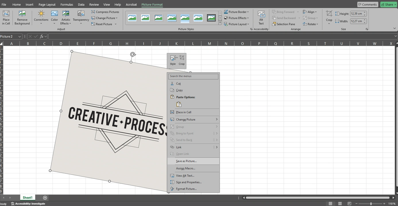 watermark in excel