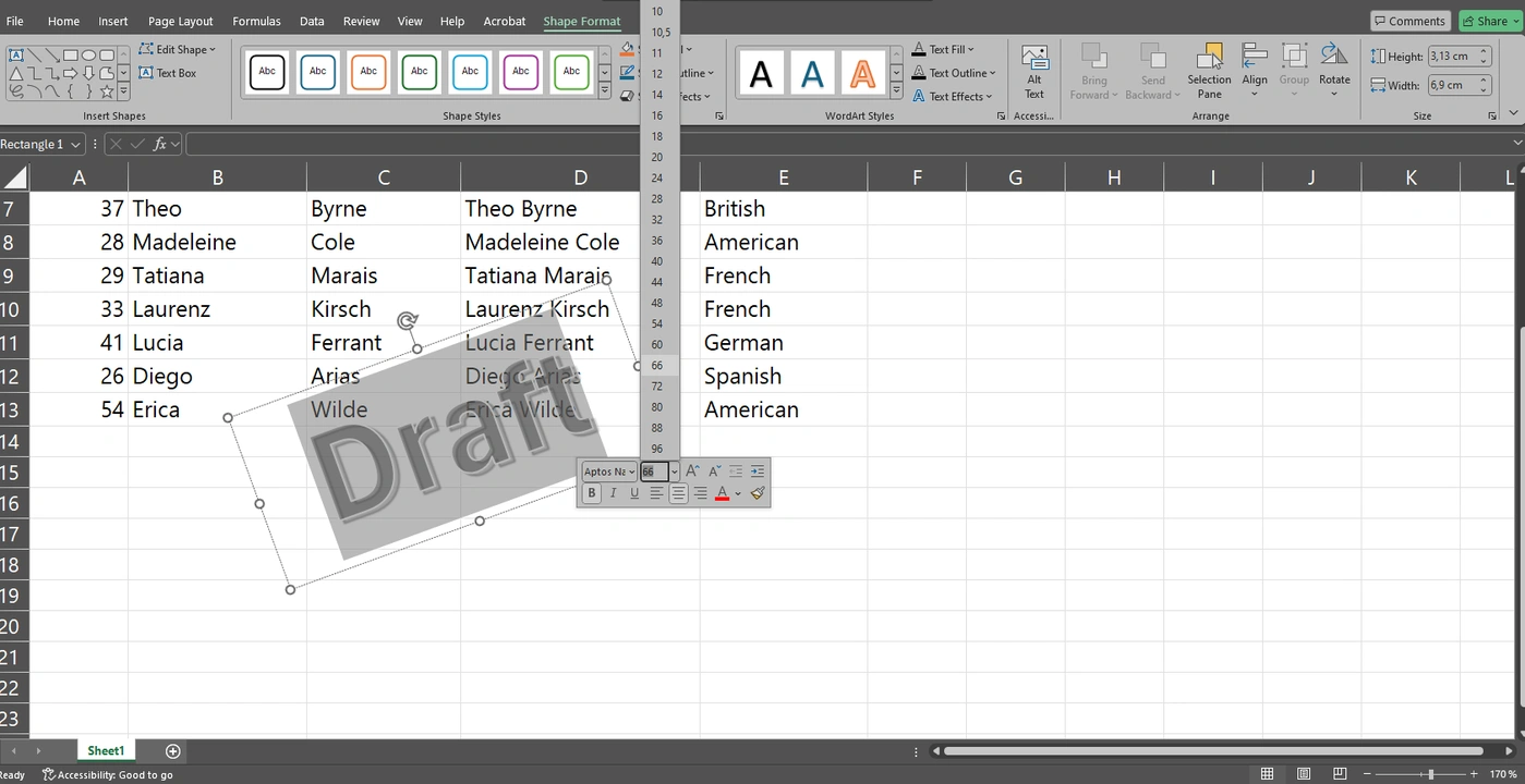 How to Add a Watermark in Excel using WordArt