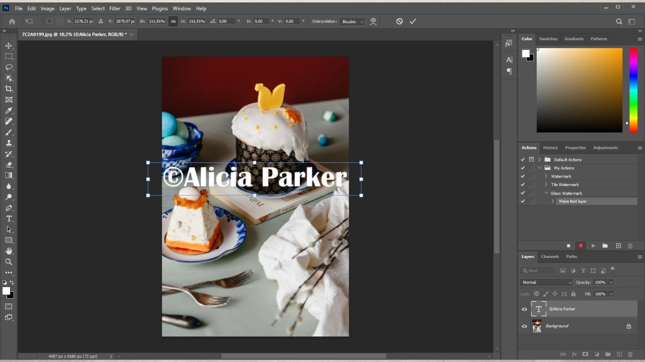 photoshop add watermark